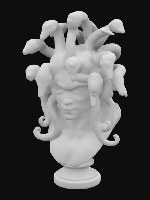 3D model for Bust of medusa, but with several long-necked geese heads for hair. "Megoosa"
