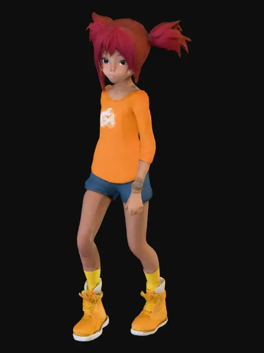 3D model for Animated Character in Orange Outfit