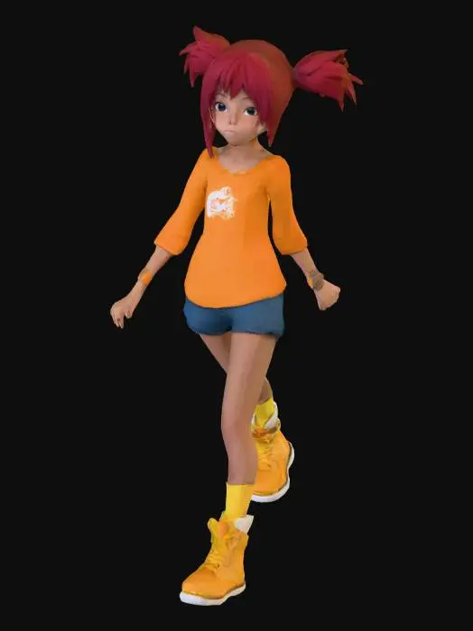 3D model for Animated Character in Orange Outfit