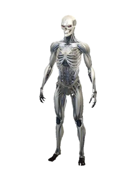 Skeletal Cyborg in the Lab - Synthetic 3D model, vytvořený pomocí AI