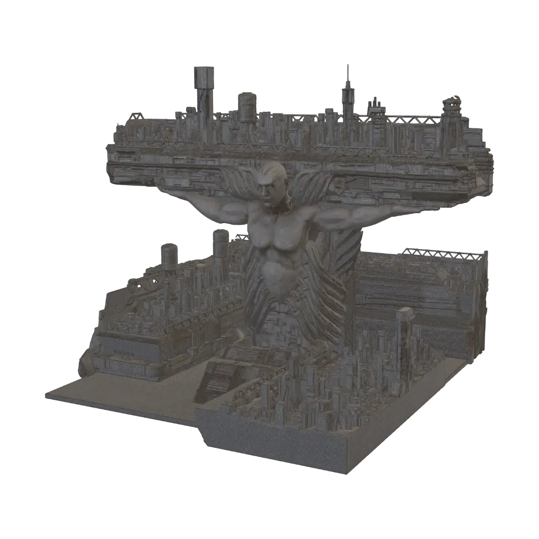 Titan of the Megacity - Battlepose 3D model, vytvořený pomocí AI