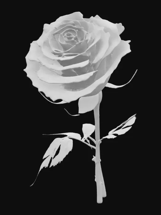 3D model for Red Rose Bud and stem