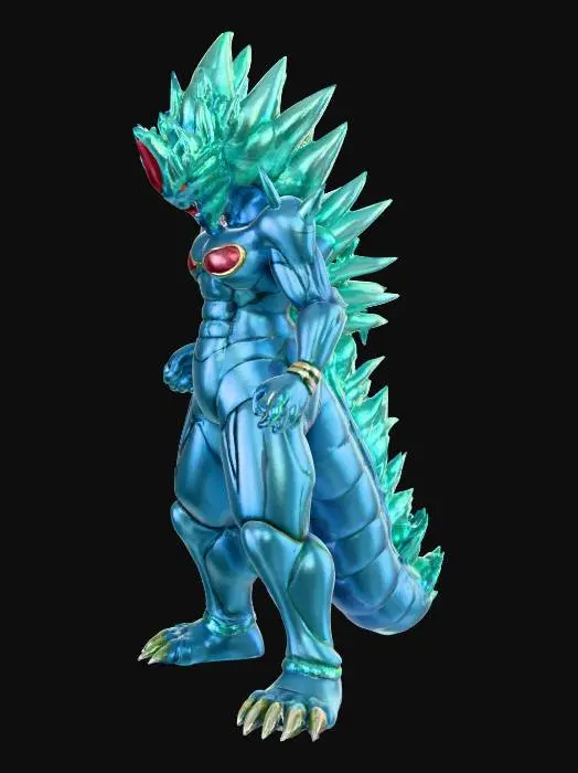 3D model for perfect cell from dragonballz fusion with godzilla