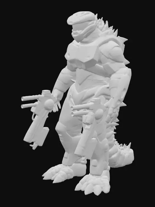 3D model for master chief from halo wearing Godzilla fusion armor 