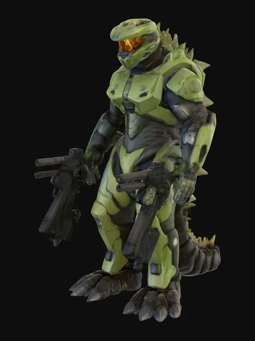 3D model for master chief from halo wearing Godzilla fusion armor 