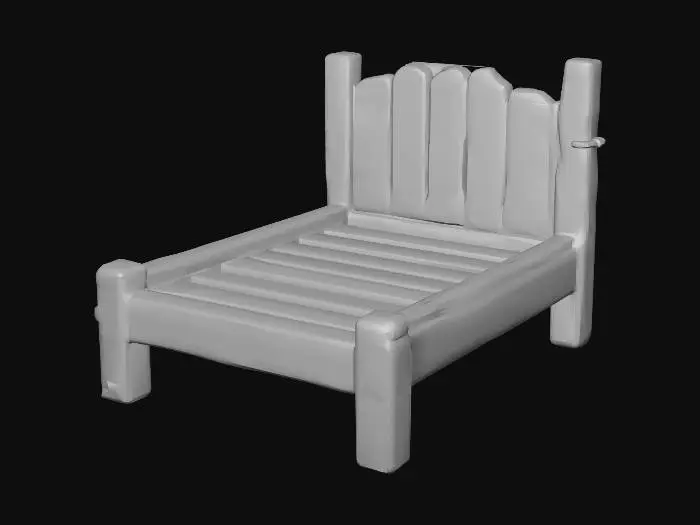 3D model for Rustic Wooden Bed Frame