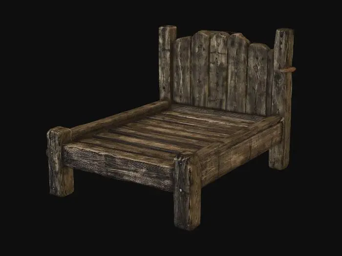3D model for Rustic Wooden Bed Frame
