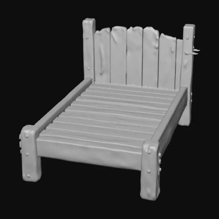 3D model for Rustic Wooden Bed Frame
