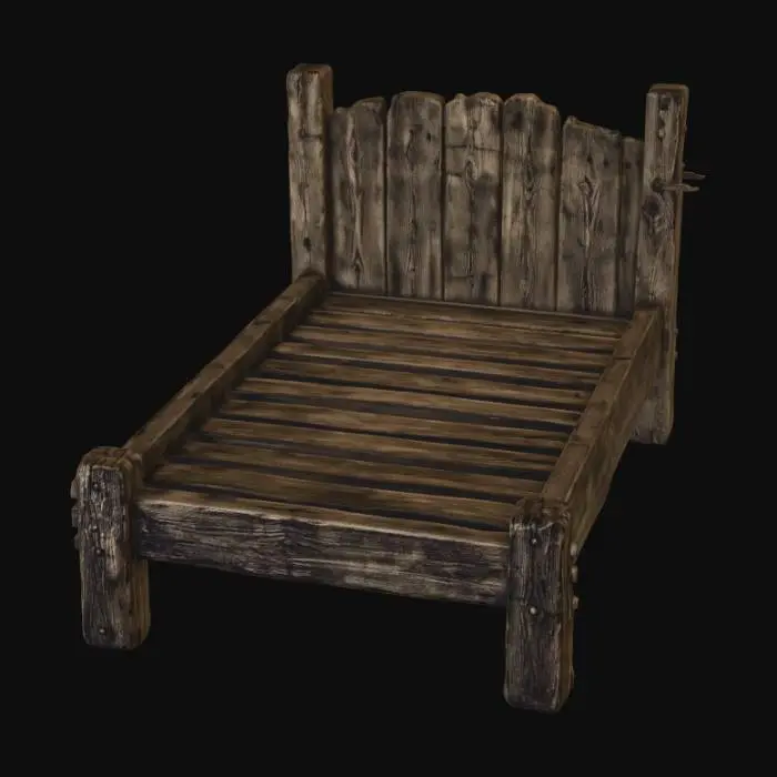 3D model for Rustic Wooden Bed Frame