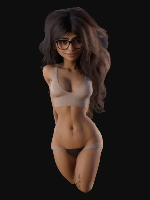3D model for Mia Khalifa, unreal engine 5, highest quality, highest resolution, insane detailed, character design, z-brush, v-ray, full body, no mask