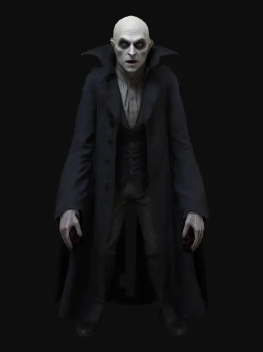 3D model for male vampire, full length portrait, count Orlok, nosferatu 2024, detailed face, high resolution