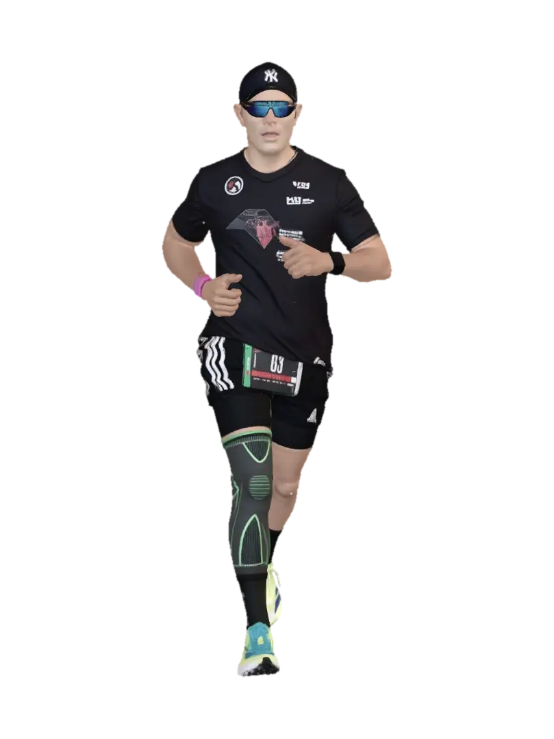 Runner on a circular stage in black athletic wear - Track 3D model, vytvořený pomocí AI