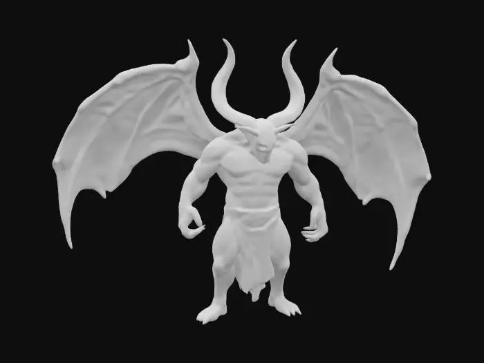 3D model for Balrog from Lord of the rings spitting fire upwards in a battle stance