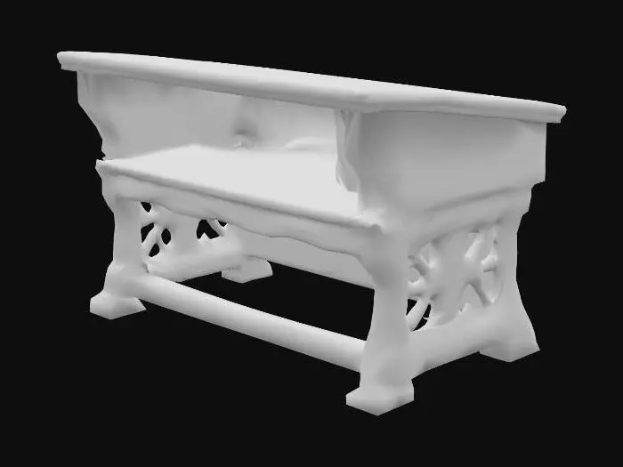 3D model for A medieval writing desk with an angled surface. scratched and damaged surface. aged oak construction.