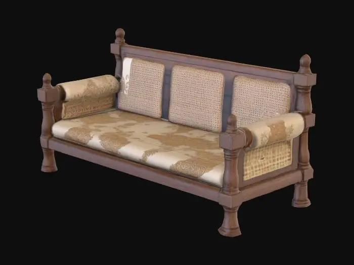 3D model for whatever was used for a couch in a 13th century medieval home. highly detailed. period accurate furniture. closed mesh. realism.