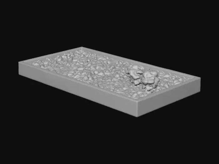 3D model for a rectangular flower bed of mulch.