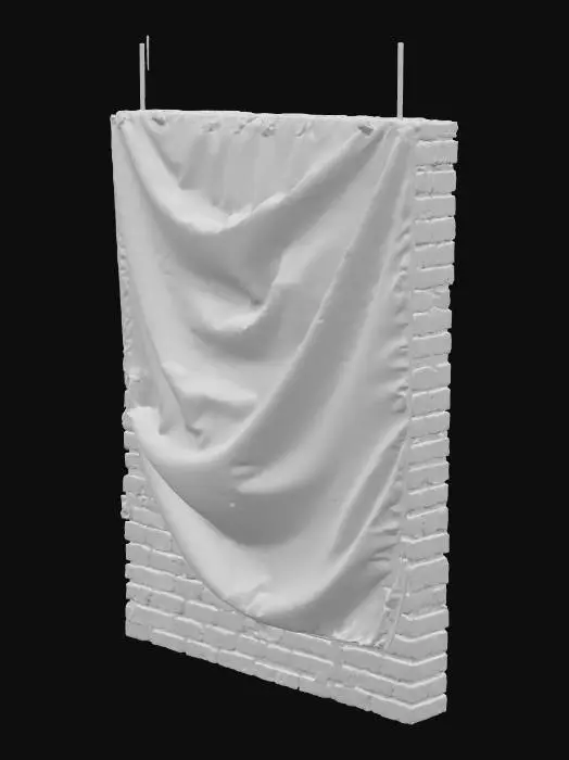 3D model for a large wall that's under construction.  draped with Tarps.