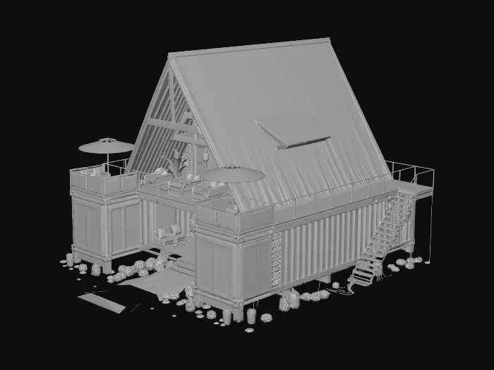 3D model for Alpine Glass A-Frame Retreat
