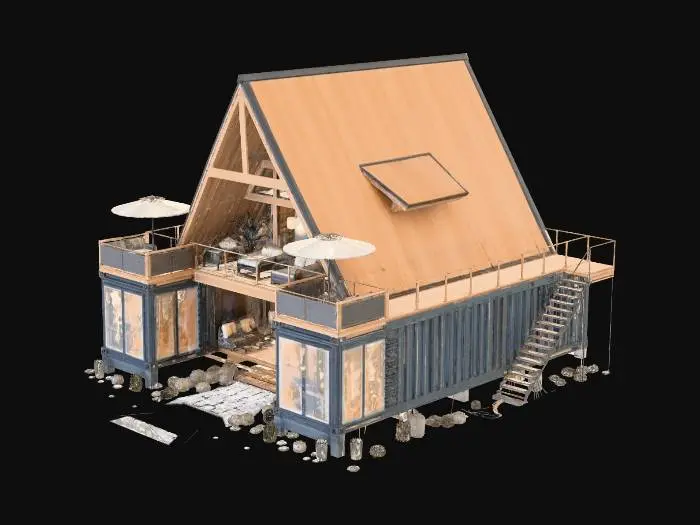 3D model for Alpine Glass A-Frame Retreat