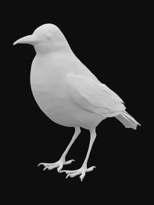 3D model for standing blackbird, Highly Detailed, Ultra Realistic, scaled in height and width like a real one