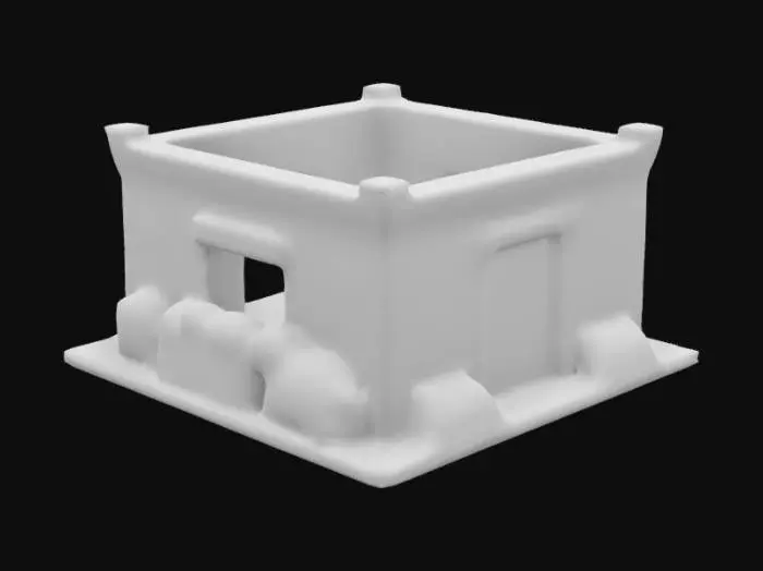 3D model for HARD EDGE defence fortification place with sandbags, low poly, without environment, 3d art, extremely details, close doors and windows, accuracy edges