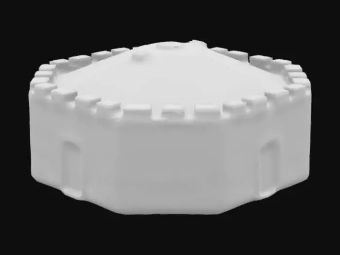 3D model for HARD EDGE defence an octogonal fortification place with sandbags, low poly, without environment, 3d art, extremely details, close doors and windows, accuracy edges, flat ground floor