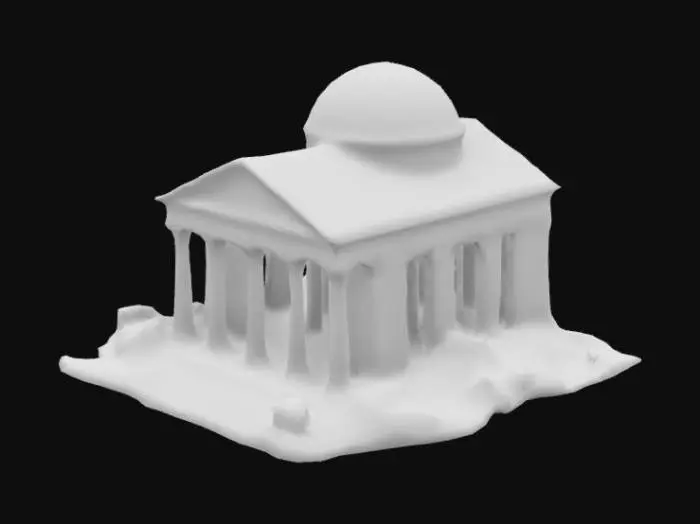 3D model for HARD EDGE ancient ROME stone pantheon, white stones, abandoned ruins, 3d art, extremely details, accuracy edges, 4k, model without artifacts

