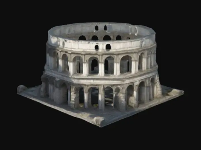 3D model for HARD EDGE ancient ROME stone Coliseum, white stones, abandoned ruins, 3d art, extremely details, accuracy edges, 4k, model without artifacts
