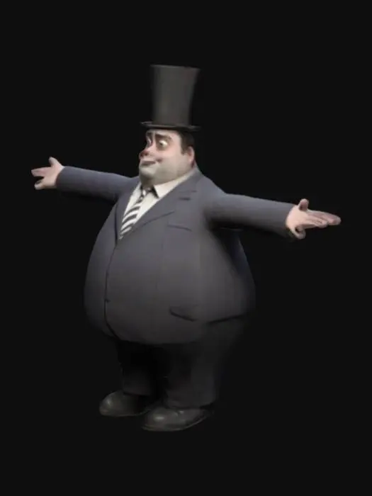3D model for модель персонажа из мультфильмов Тима Бертона в т позе мужчина толстый высокий