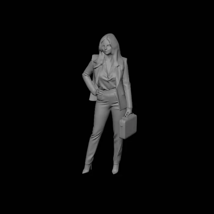 3D model for Executive in a Navy Pinstripe Suit