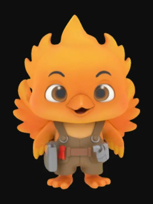 3D model for A chibi phoenix smith 
Human Features Small cute 
No Fingers playmobile style round stumps fitting the character 