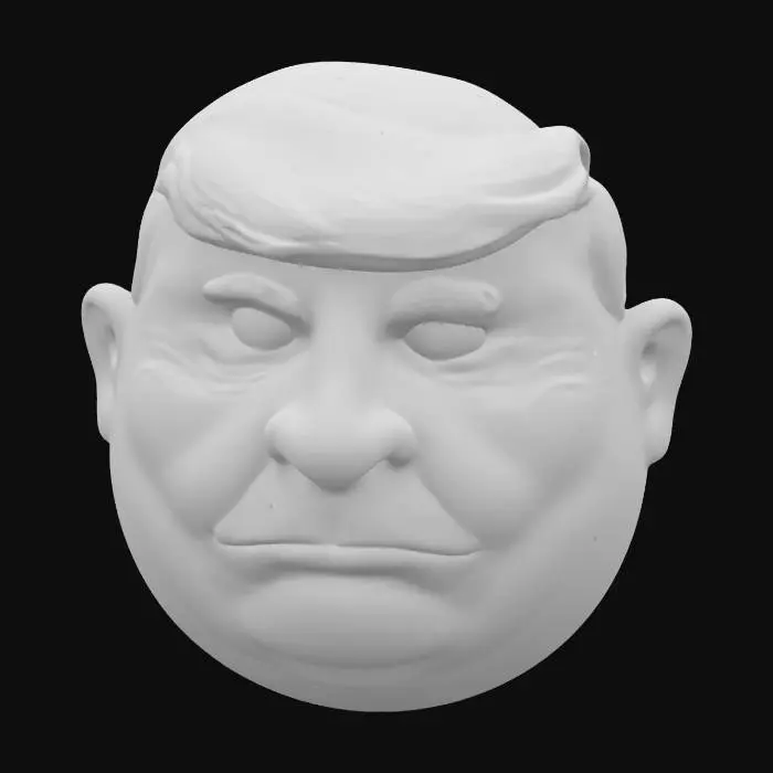 3D model for a red ball with the face of donald trump