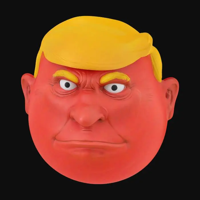 3D model for a red ball with the face of donald trump