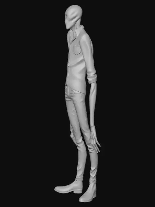 3D model for Tall Mannequin in Yellow Striped Shirt and Jeans