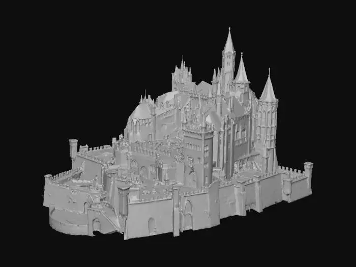 3D model for Draw a castle floating in the sky over clouds - this castle is that castle walhala from the opera Rheingold