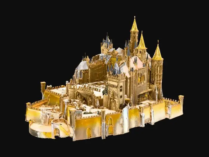 3D model for Draw a castle floating in the sky over clouds - this castle is that castle walhala from the opera Rheingold
