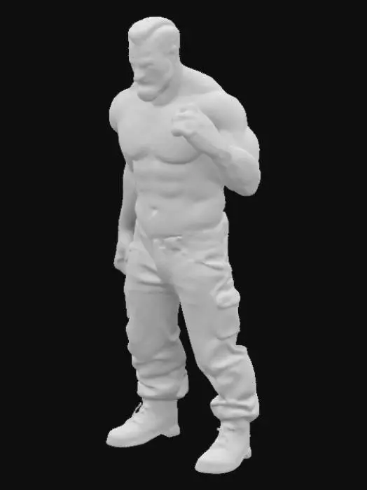 3D model for Ein muskulöser Arbeiter, freier Oberkörper, behaart, steht drohend,  