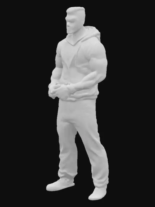 3D model for #gangster #muscular #realistic #hoddie, arms on his back,  #handcuffed
