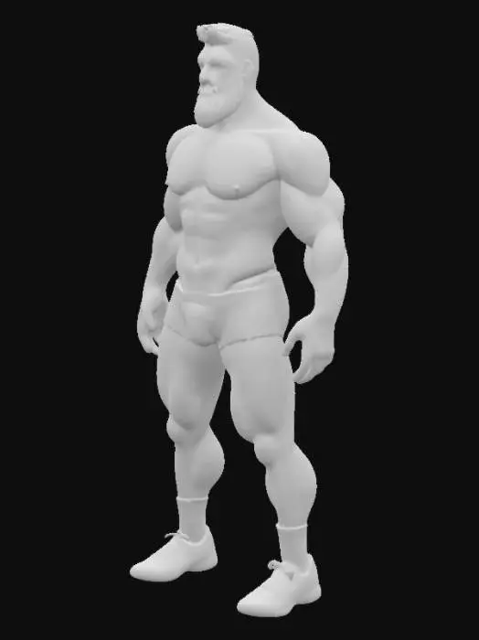 3D model for very hairy european skin. dark hair, dark beard. nearly naked but white breifs. white socks. white and black sneaker.