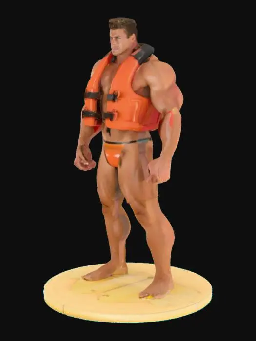 3D model for create a muscled strong man who is windsurfing in the waves 