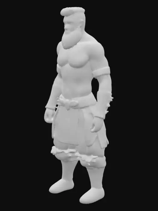 3D model for #PBR#,  a muscled gladiator. inspired by roman heritage but set in a futuristic style. he wears only very little and has a hairy body and a beard