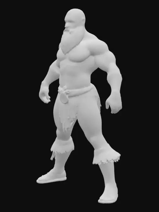 3D model for #PBR#,  a muscled gladiator. inspired by roman heritage but set in a futuristic style. he wears only very little and has a hairy body and a beard