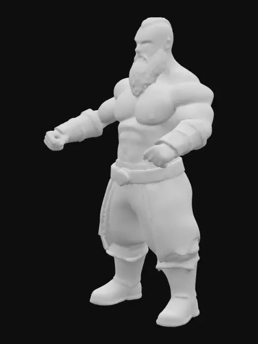 3D model for #PBR#,  a muscled gladiator. inspired by roman heritage but set in a futuristic style. he wears only very little and has a hairy body and a beard