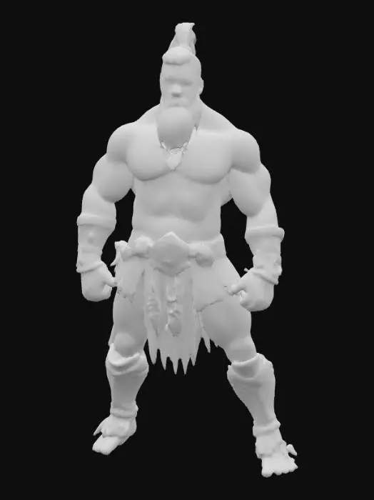 3D model for  a muscled gladiator. inspired by roman heritage but set in a futuristic style. he wears only very little and has a hairy body and a beard