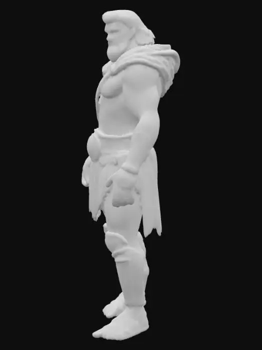 3D model for Object: Greek mythological hero Hercules, muscular male nude warrior
Material: Human skin with bronze and leather armor elements
Shape/Form: Broad shoulders, thick arms and legs, strong torso, heroic body proportions
Color Scheme: Natural skin tones, bronze armor, dark brown leather straps,  Details: Slightly hairy chest and arms, rough leather straps, polished bronze armor, weathered fabric
Style: Realistic with classical sculpture influence
Environment/Use Context: Standing in a Greek temple or battlefield setting
Reference Models: Inspired by ancient Greek statues of Heracles, muscular heroic physique similar to classical sculptures
