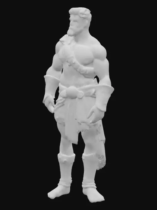 3D model for Object: Greek mythological hero Hercules, muscular male nude warrior
Material: Human skin with bronze and leather armor elements
Shape/Form: Broad shoulders, thick arms and legs, strong torso, heroic body proportions
Color Scheme: Natural skin tones, bronze armor, dark brown leather straps,  Details: Slightly hairy chest and arms, rough leather straps, polished bronze armor, weathered fabric
Style: Realistic with classical sculpture influence
Environment/Use Context: Standing in a Greek temple or battlefield setting
Reference Models: Inspired by ancient Greek statues of Heracles, muscular heroic physique similar to classical sculptures

