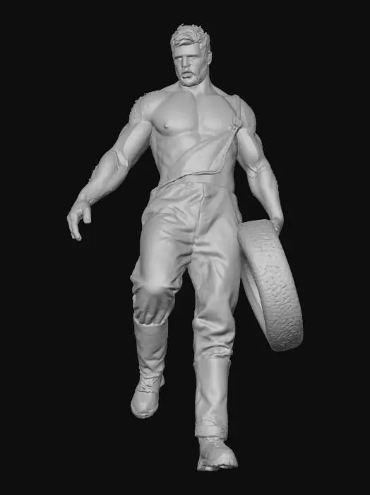 3D model for Man with Overalls in a Field
