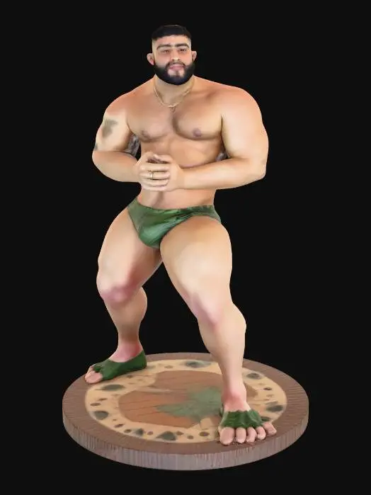 3D model for Muscular Confidence in Green Swimwear