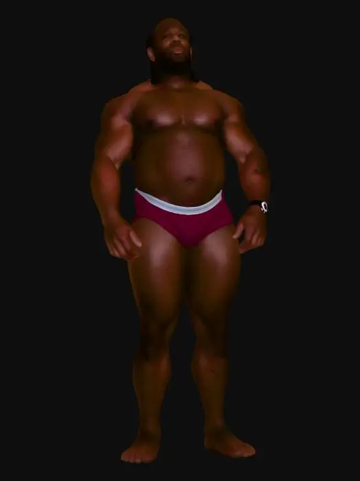 3D model for Muscular Bodybuilder in Red Trunks