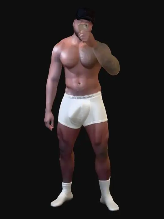 3D model for Muscular Selfie in White Boxer Briefs